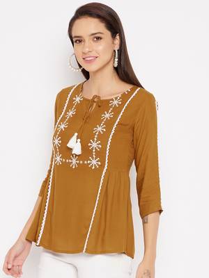 Gold embroidered rayon party-tops 4