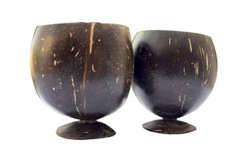 INDIBAM's Organic Hand Made Coconut Shell Juice, Shakes cold drink Glass , 350 ML, (Set of 4 Pcs) 							 4