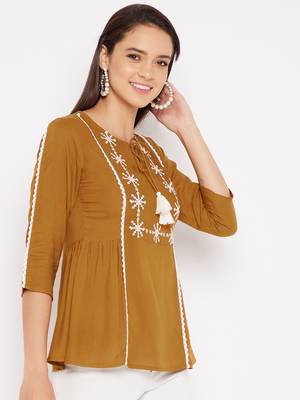 Gold embroidered rayon party-tops 5