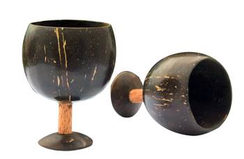 INDIBAM's Polished Coconut Wine Cup,450ML,Coconut Glass- Ideal for White Or Red Wine, Natural Brown colour.2 Pcs. 2