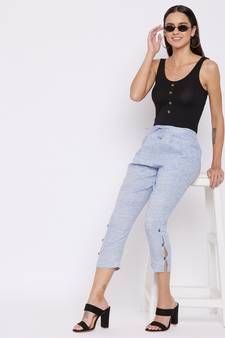 Blue plain cotton trousers