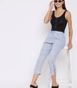 Blue plain cotton trousers