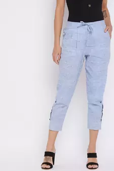 Blue plain cotton trousers