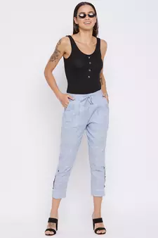 Blue plain cotton trousers