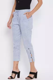 Blue plain cotton trousers