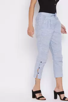 Blue plain cotton trousers