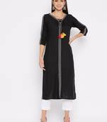 Black plain rayon kurtas-and-kurtis