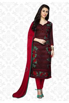 Maroon thread cotton salwar