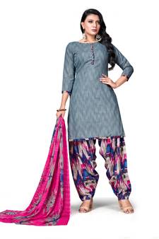 Grey printed cotton salwar