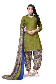 Green printed cotton salwar