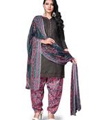 Dark-grey printed cotton salwar