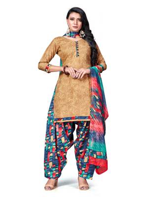 Beige printed cotton salwar 1