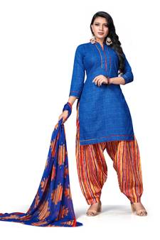 Blue printed cotton salwar