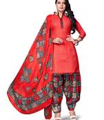 Light-red printed cotton salwar