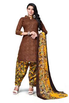 Brown printed cotton salwar