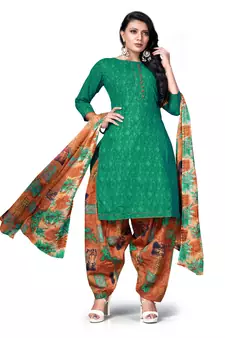 Sea-green printed cotton salwar