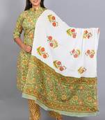 Varyaa Women's Pure Cambric Cotton Floral Printed Kurti - Pant & Duppatta 3PCS Set