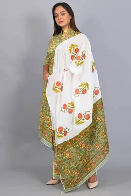 Varyaa Women's Pure Cambric Cotton Floral Printed Kurti - Pant & Duppatta 3PCS Set 3