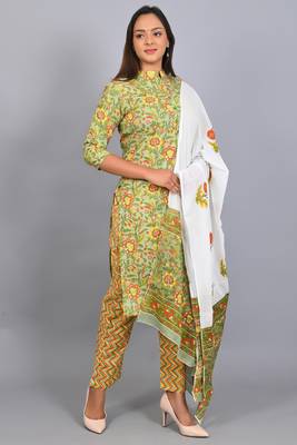 Varyaa Women's Pure Cambric Cotton Floral Printed Kurti - Pant & Duppatta 3PCS Set 4