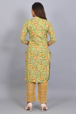 Varyaa Women's Pure Cambric Cotton Floral Printed Kurti - Pant & Duppatta 3PCS Set 10