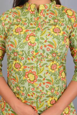 Varyaa Women's Pure Cambric Cotton Floral Printed Kurti - Pant & Duppatta 3PCS Set 12