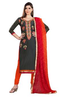 Grey embroidered chanderi salwar