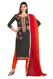 Grey embroidered chanderi salwar