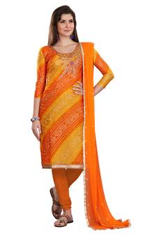 Orange hand embroidery chanderi salwar