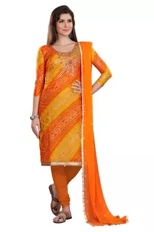 Orange hand embroidery chanderi salwar