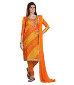 Orange hand embroidery chanderi salwar