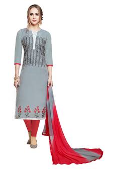 Grey embroidered cotton salwar