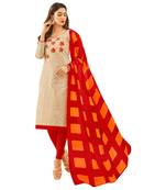 Beige embroidered jacquard salwar