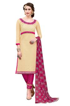 Beige embroidered cotton salwar
