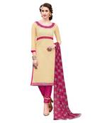 Beige embroidered cotton salwar