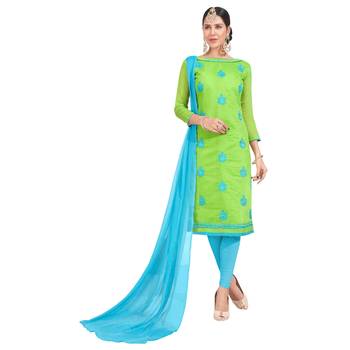 Light-green embroidered chanderi salwar 1