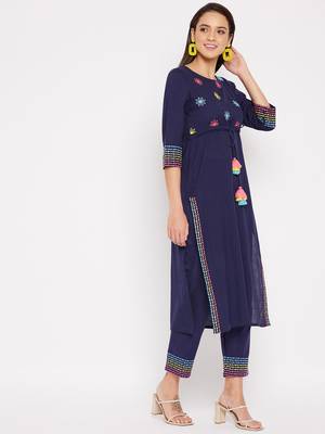 Navy-blue embroidered cotton salwar 4