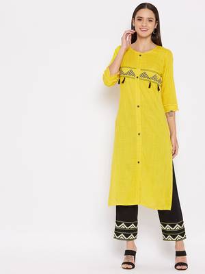 Yellow embroidered rayon salwar 1