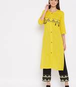 Yellow embroidered rayon salwar