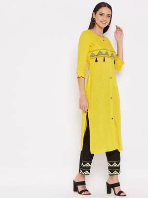 Yellow embroidered rayon salwar 4