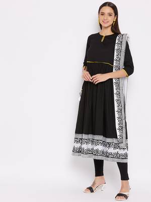 Black geometric print cotton salwar 3