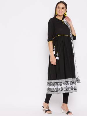 Black geometric print cotton salwar 4