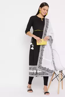 Black geometric print cotton salwar