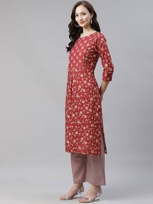 Maroon printed rayon kurtas-and-kurtis 2