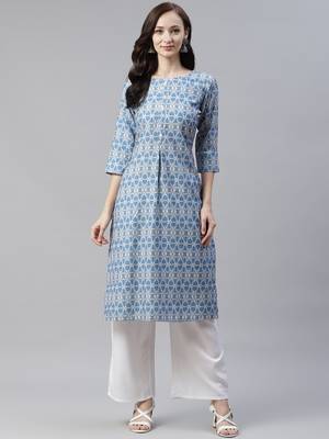 Blue printed rayon kurtas-and-kurtis 1