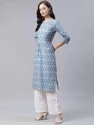 Blue printed rayon kurtas-and-kurtis 2