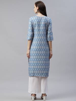 Blue printed rayon kurtas-and-kurtis 3