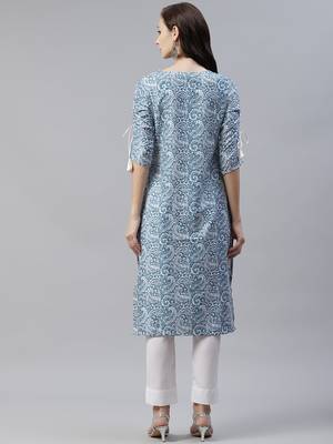 Blue printed rayon kurtas-and-kurtis 3