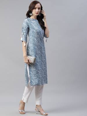 Blue printed rayon kurtas-and-kurtis 5