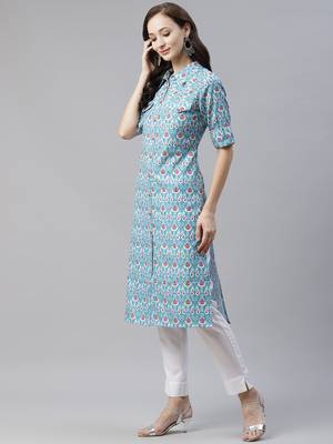 Blue printed rayon kurtas-and-kurtis 2