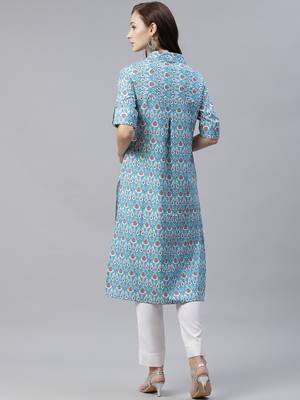 Blue printed rayon kurtas-and-kurtis 3